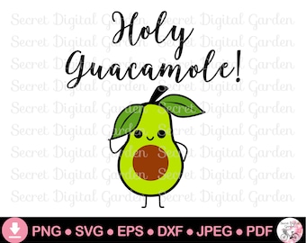 Avocado Clipart | Cute Avocado SVG PNG / Holy Guacamole Svg | Cricut Cut File | Commercial Use | Digital Download Dxf