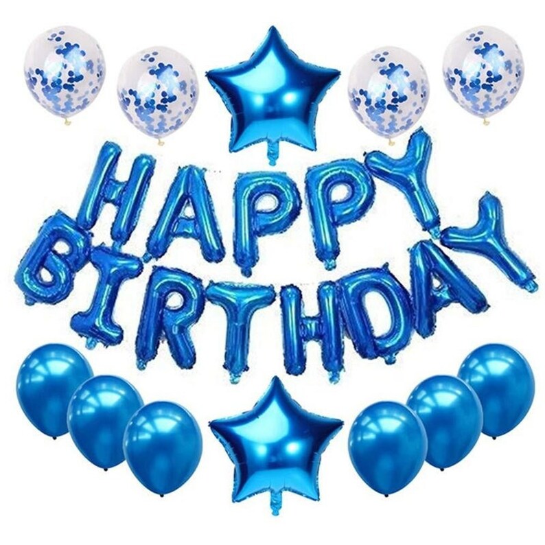 Happy Birthday Party Foil Balloons Blue Letters Confetti Latex Balloons Birthday party decorations kids Baby Shower 16inch 25pcs