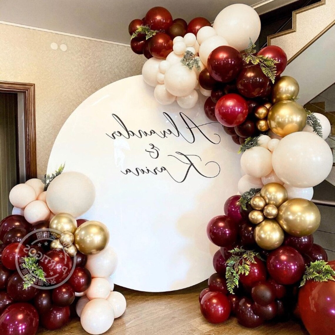 185pcs Burgundy Balloon Garland Arch Kit Metallic Gold White Etsy