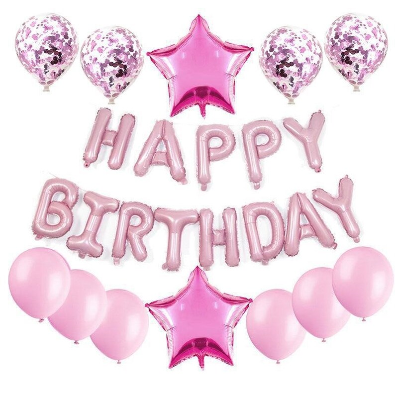 Happy Birthday Party Foil Balloons Blue Letters Confetti Latex Balloons Birthday party decorations kids Baby Shower 16inch 25pcs