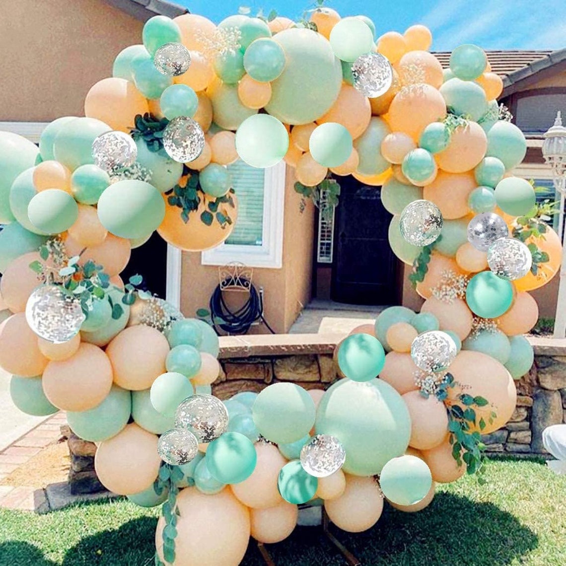 110Pcs 16ft Balloon Arch Garland Kit Ivory Green Orange Mint Etsy