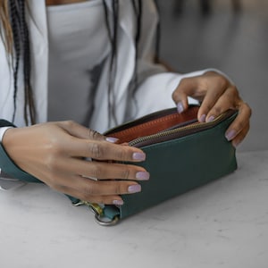cartera de cuero con cremallera, Cartera larga de cuero, Cartera de hombre, Cartera de mujer, Cartera de cuero unisex, Regalo para él, Regalo para ella, Cartera de cuero