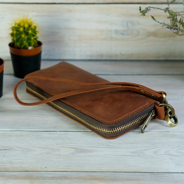 women wallet, leather wallet with zipper, Free engraving,Free personalization,women wallet,unisex leather wallet, gift for him, gift for her
