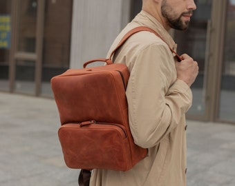 Zaino in vera pelle: elegante e spazioso - Lavoro, scuola, viaggio