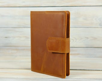 Vintage Leder Notizbuchhülle mit Verschluss: Personalisiertes Journal, Planer