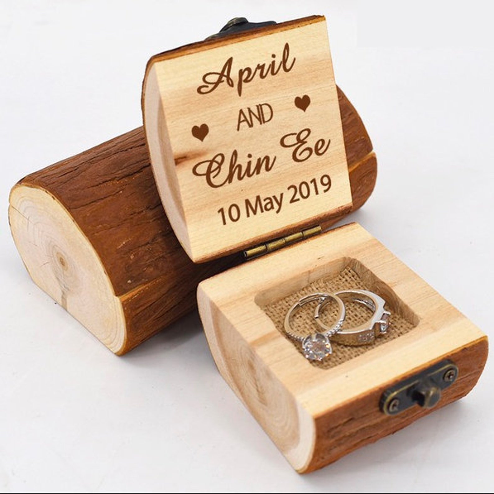 Personalized ring case wood Jewelry box Etsy
