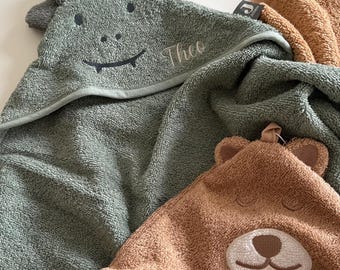 Gepersonaliseerde babyhanddoek met capuchon en naam | Badhanddoek met naam | Gepersonaliseerd babycadeau | Kraamcadeau | Babyhanddoek met naam