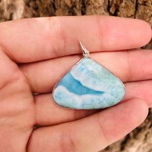 Larimar Necklace, Sterling Silver Larimar Pendant, Sterling Caribbean Larimar Necklace, Gift For Her, Gemstone Pendant, GemStone Appeal.