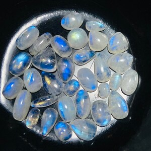 Natural White Rainbow Moonstone Cabochons Lot ! Mix Shape and size ! White Rainbow Moonstone Gemstone lot AAA Quality Wholesale Cabochon lot