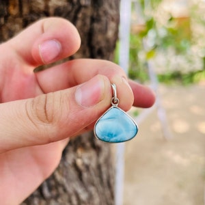 Larimar Necklace, Sterling Silver Larimar Pendant, Sterling Caribbean Larimar Necklace, Gift For Her, Gemstone Pendant,SKU A23
