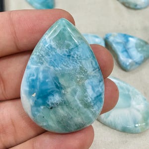 Exclusive Super Green Blue Larimar Cabochon, AAA Larimar, Larimar Palm stone, Jewelry ,Larimar Pendant ,Natural Larimar ,Healing stone.