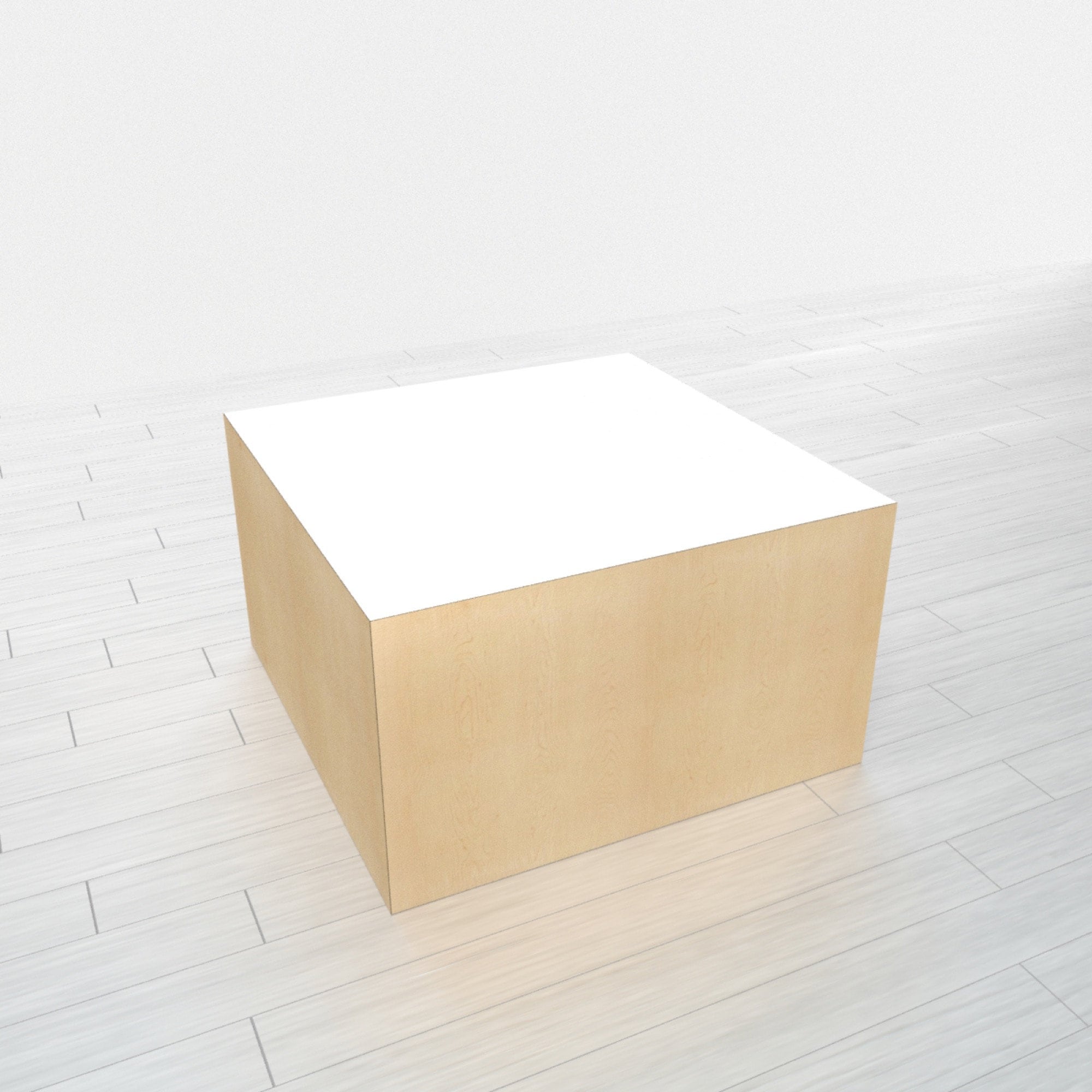 Rectangular Rock Base Rectangle Pedestal - Hard Rock Maple Base + White Top - 20