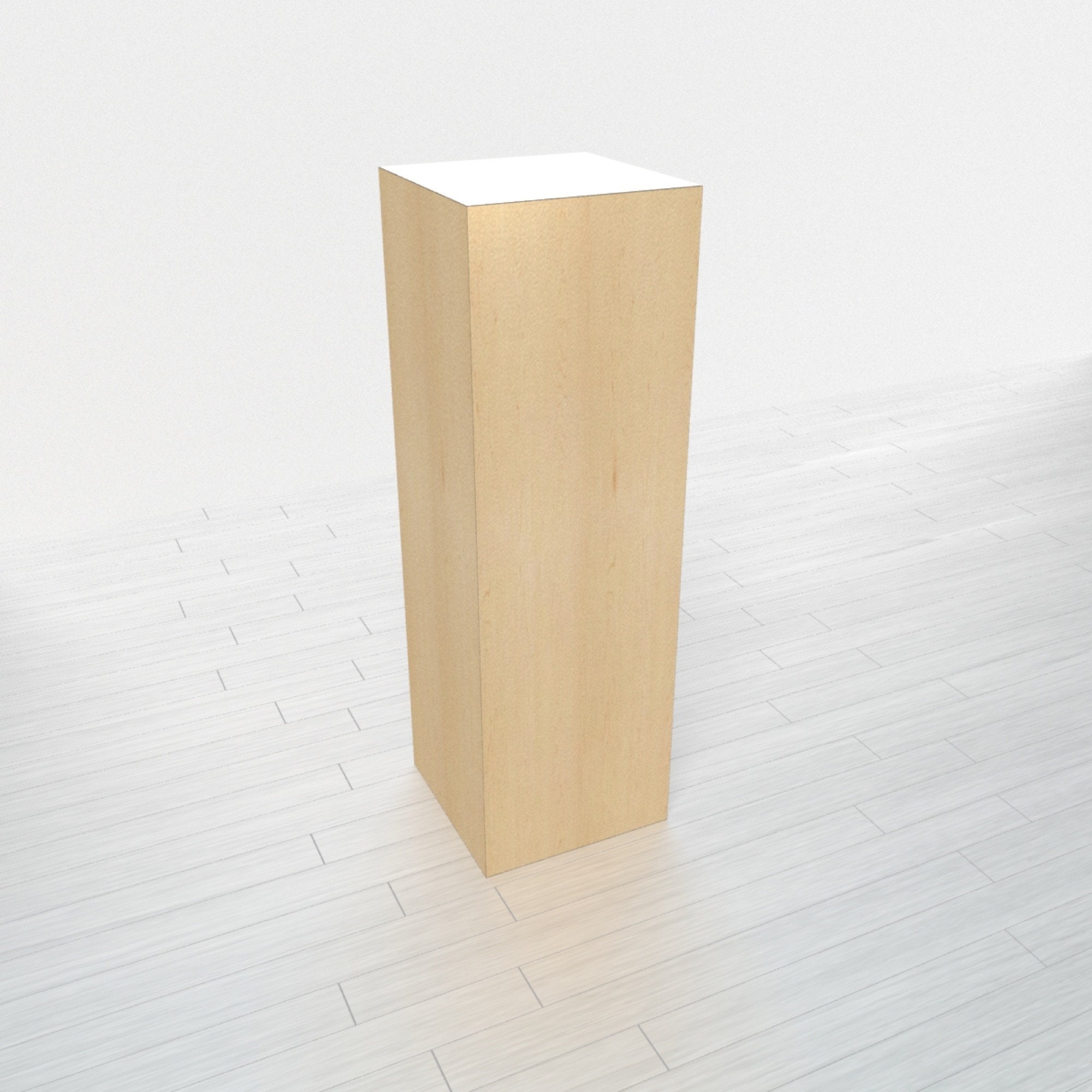 Rectangular Rock Base Rectangle Pedestal - Hard Rock Maple Base + White Top - 11.5