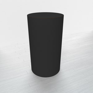 May include: A black cylindrical pedestal, perfect for displaying products or showcasing artwork.