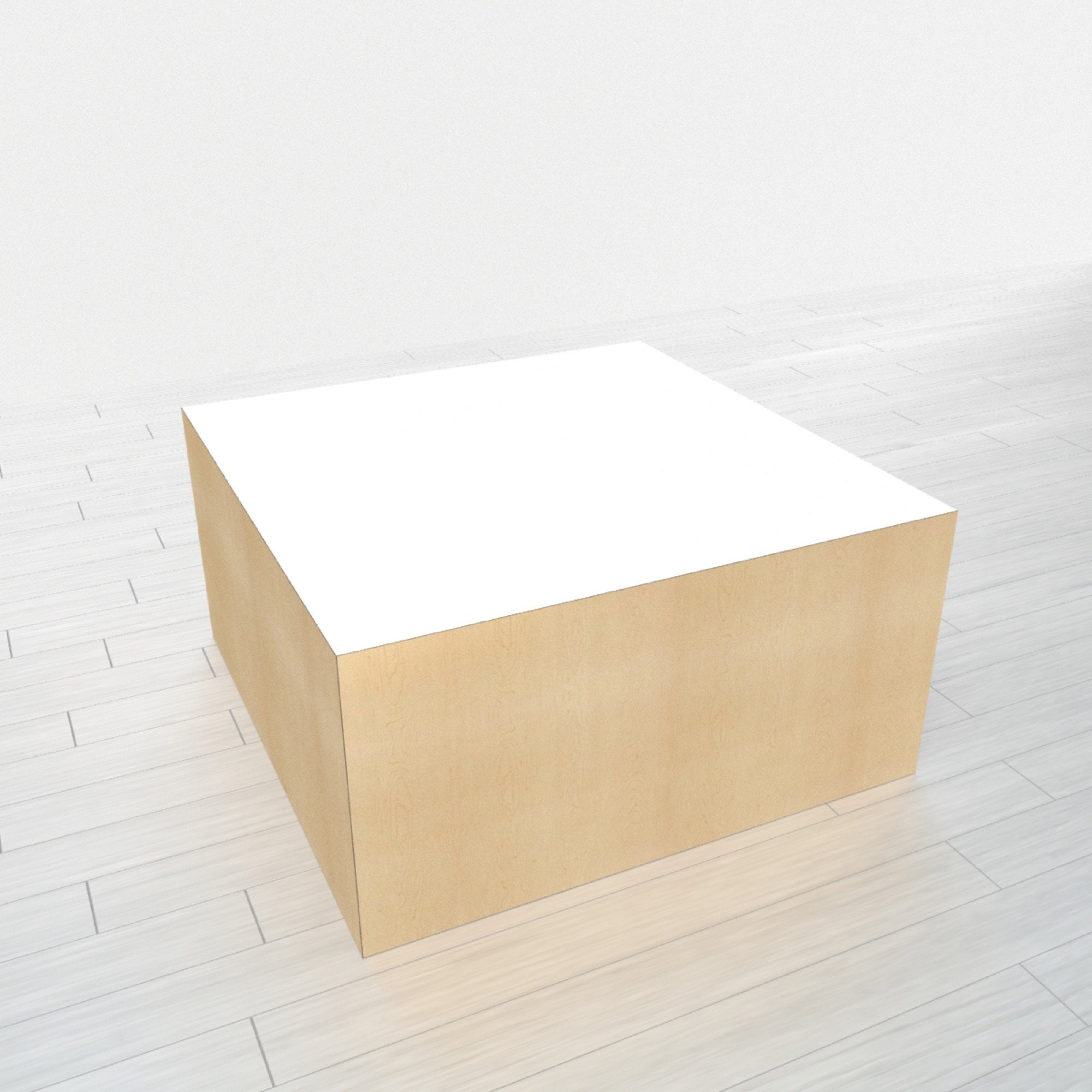 Rectangular Rock Base Rectangle Pedestal - Hard Rock Maple Base + White Top - 23