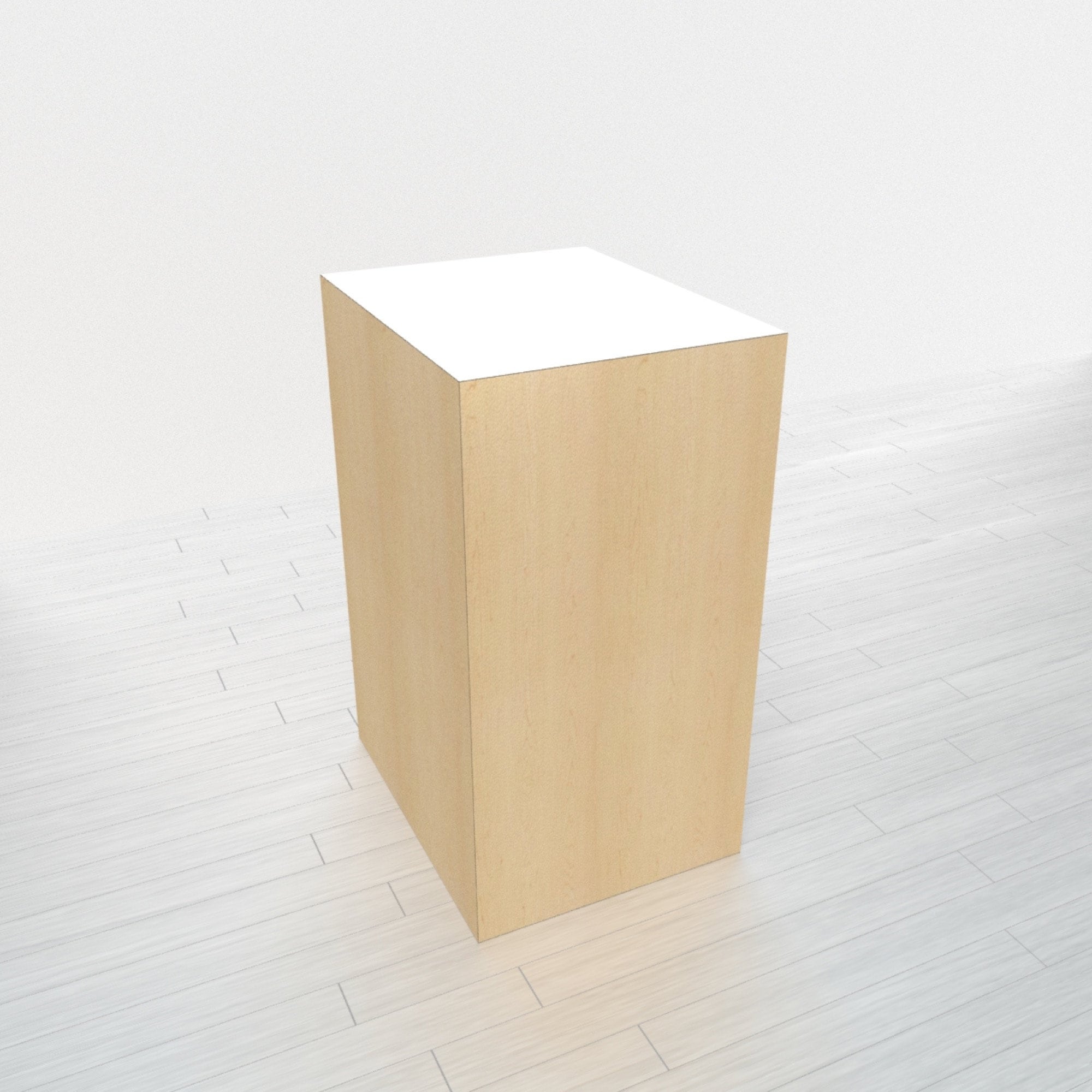 Rectangular Rock Base Rectangle Pedestal - Hard Rock Maple Base + White Top - 16