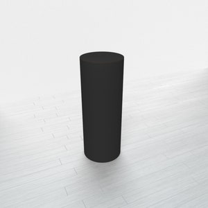 May include: A black cylindrical pedestal, perfect for displaying products or showcasing artwork.