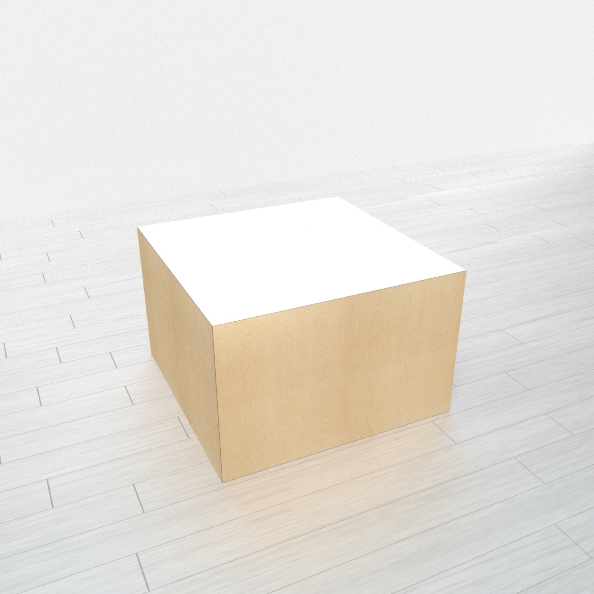 Rectangle Pedestal - Hard Rock Maple Base + White Top - 18