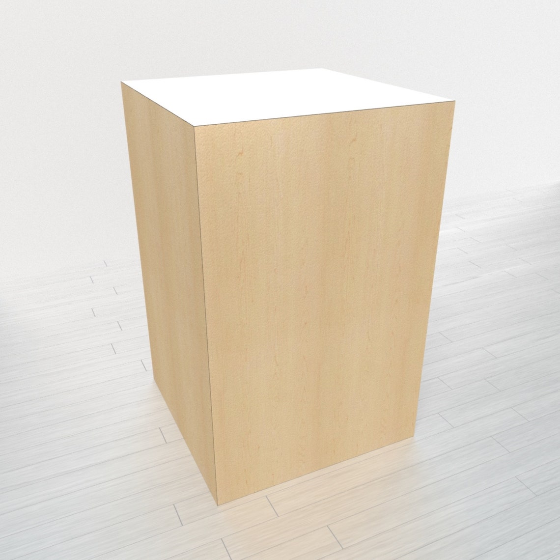 Rectangular Rock Base Rectangle Pedestal - Hard Rock Maple Base + White Top - 23
