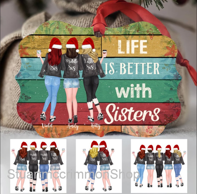Personalized ornament life is better with sisters ornament Etsy