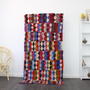 Vintage Moroccan Berber Boucherouite Rug - Handmade Wool Bohemian Rug