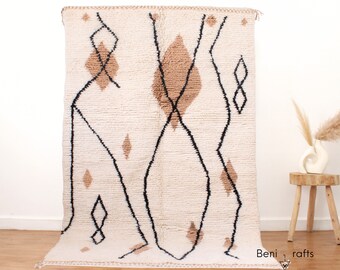5x8 Handmade Moroccan Rug, Authentic Beni Ourain Rug, Berber Shag Wool Rug, Modern Wool Morrocan Rugs