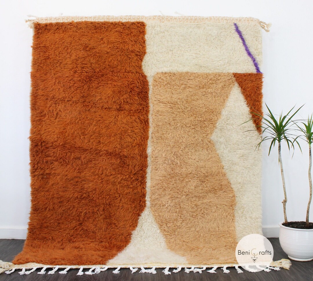 Moroccan Rug Brown, Wool Rugs for Living Room, Beni Ourain Rug, Shag
