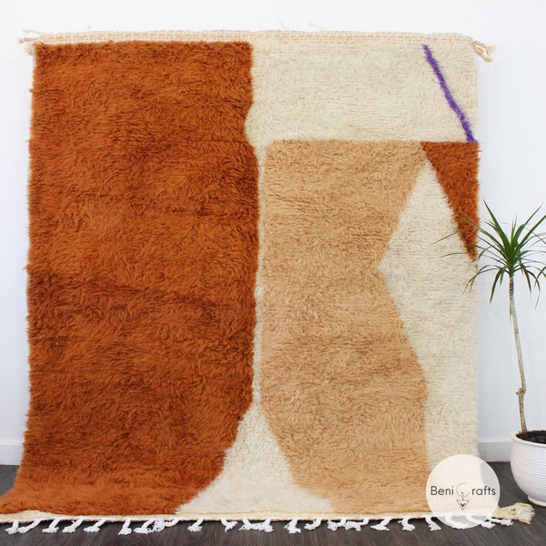 Moroccan Rug Brown, Wool Rugs for Living Room, Beni Ourain Rug, Shag Berber Rug, Morrocan Area Rug, Modern Shag Rug, Custom Living Room Rug