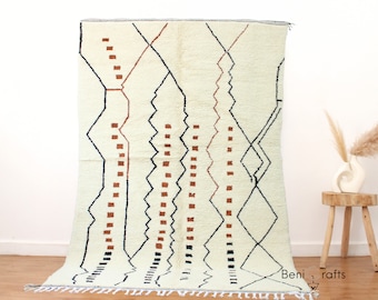 5x8 Morrocan Wool Rug, Moroccan Berber rug, Moroccan rug, Beni Ourain rug, Checkered rug, fluffy rug, Plush rug, Shag rug, Living Room Rug