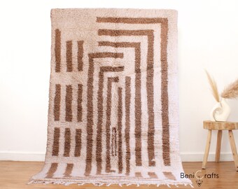 Handmade Wool Rug 5x8 | Moroccan Area Rug | Beni Ourain Rug | Authentic Berber Rug | Wool Shag Rug | Plush Soft Wool Rug