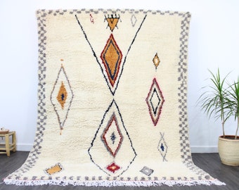 Southwestern Moroccan Rug | Wool Rugs for Living Room | Azilal Diamond Berber Rug | Checkered Morrocan Rug, Shag Area Rug