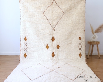 Cream Moroccan Rug – Handmade Beni Ourain Rug –  Rugs for Living Room - Morrocan Wool Rug - Minimalist Boho Area Rug – Custom Berber Carpet