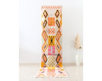 Handmade Moroccan Wool Runner Rug: Boujaad Hallway Decor, 2x10