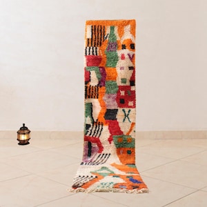 2x10 Moroccan Runner - Berber Boujaad Runner Rug, Vintage Runner Handmade, Modern Boho Hallway Runner, Unique Runner Rug, Bohemian Style Rug