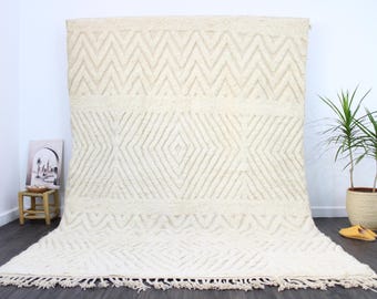 Custom Beni Ourain Rug: Handmade Moroccan Berber Wool, Minimalist Boho