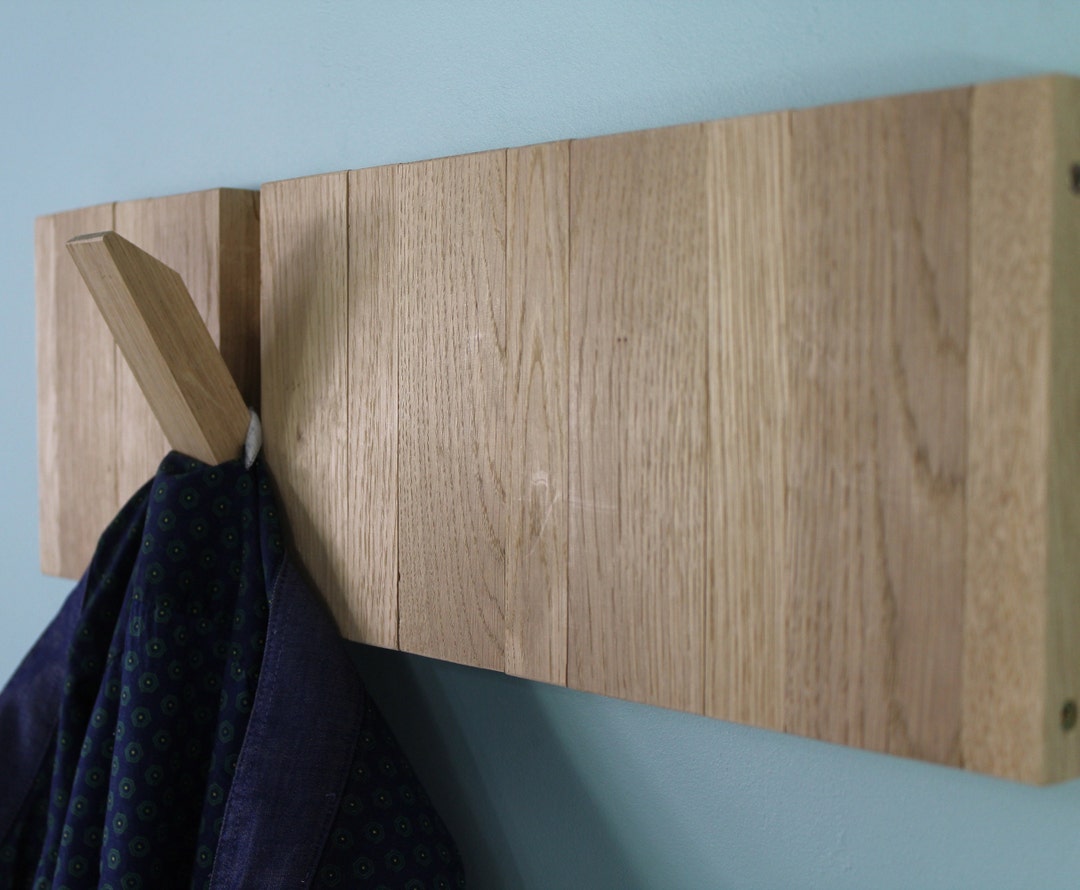 Wall Coat Rack, Flipdown Hooks Clothes Rack, Coat Rack Wall Mount, Wall Oak Wood Rack, Wall