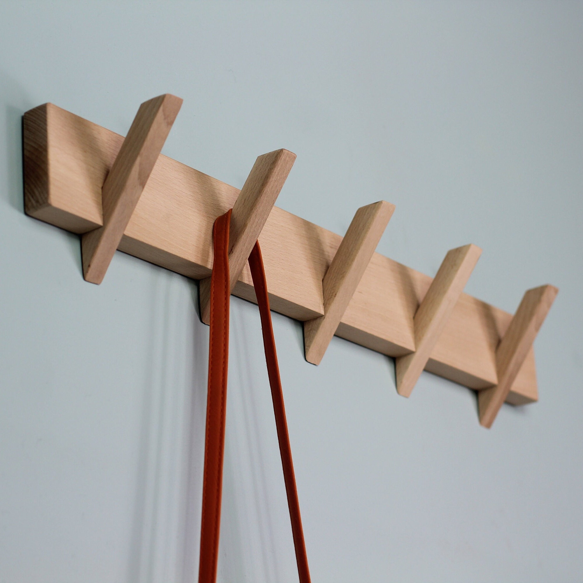 Wood Coat Rack / Wall Mounted Coat Rack / Modern Rack With 4-5 6-7 8 Hooks  