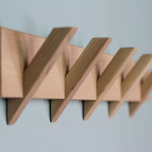 Wood coat rack / Wall mounted coat rack / Modern rack with 4-5- 6-7- 8 hooks