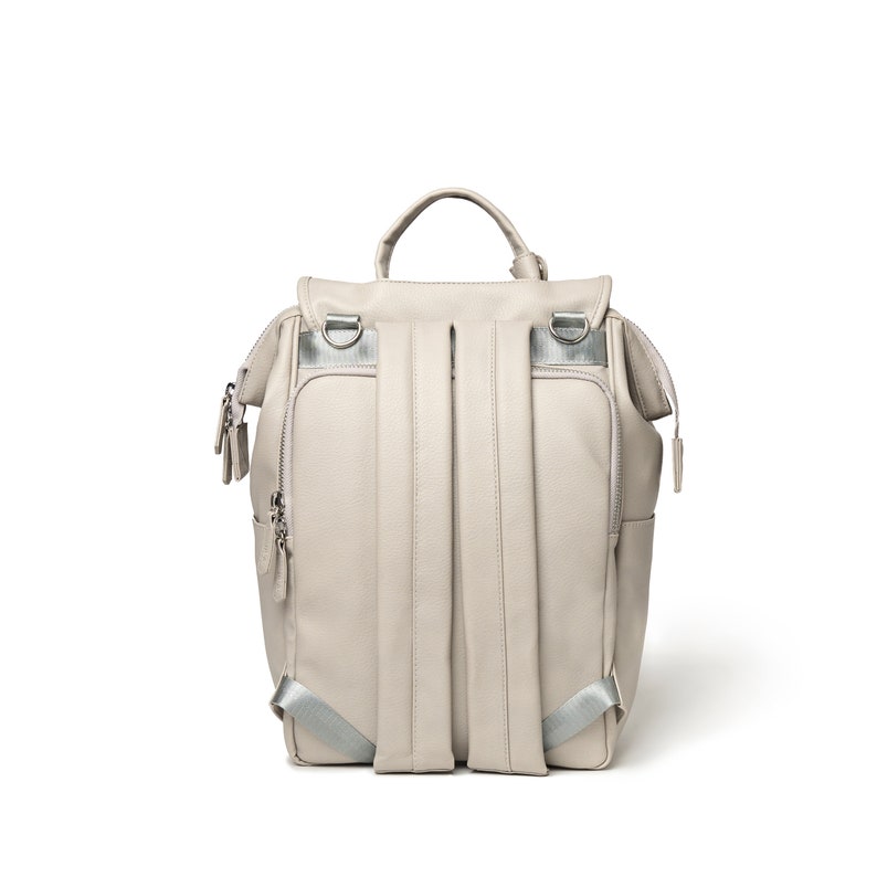 Bounty Grey Baby Changing Bag Sustainable Vegan Leather Diaper Bag Nappy Bag With Changing Mat