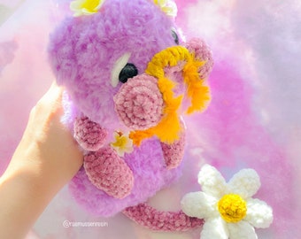 Fluer-Large flower Fluffy Dragon Otter - handmade crochet plushie