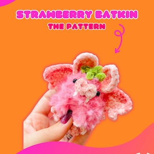 PDF Digital Crochet Pattern- Strawberry Batkin (the bat and strawberry mashup)
