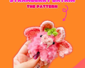 PDF Digital Crochet Pattern- Strawberry Batkin (the bat and strawberry mashup)