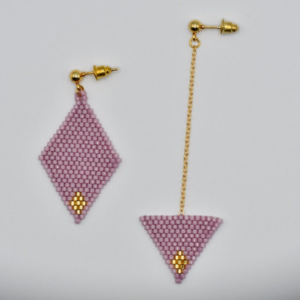 Pink asymmetrical earrings