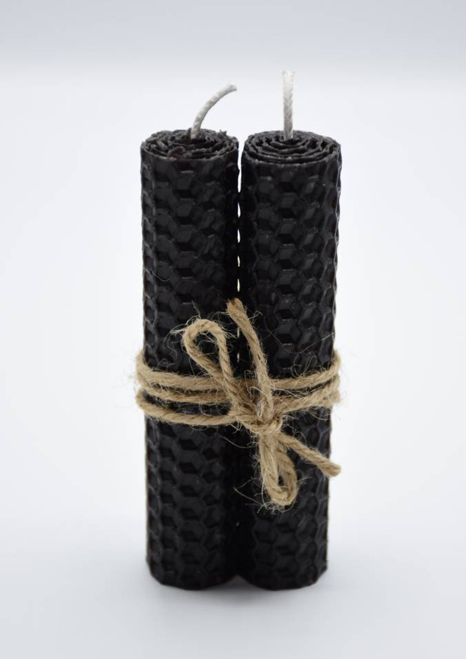Black natural beeswax candles with herbs Etsy