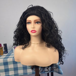 Black curly wig halloween cheap