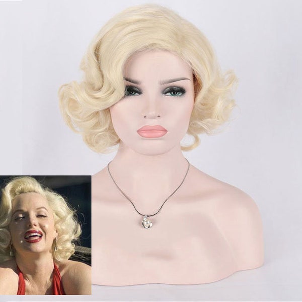 Wig Cosplay Wig Costume Wig short blonde bob wig Role Play wig short wavy wig Halloween Wig for women Marilyn Monroe Wig