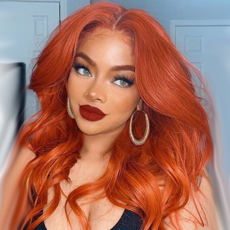 WIG Long Wig Ginger Orange Wig Body Wave Wavy Straight Wig Etsy UK