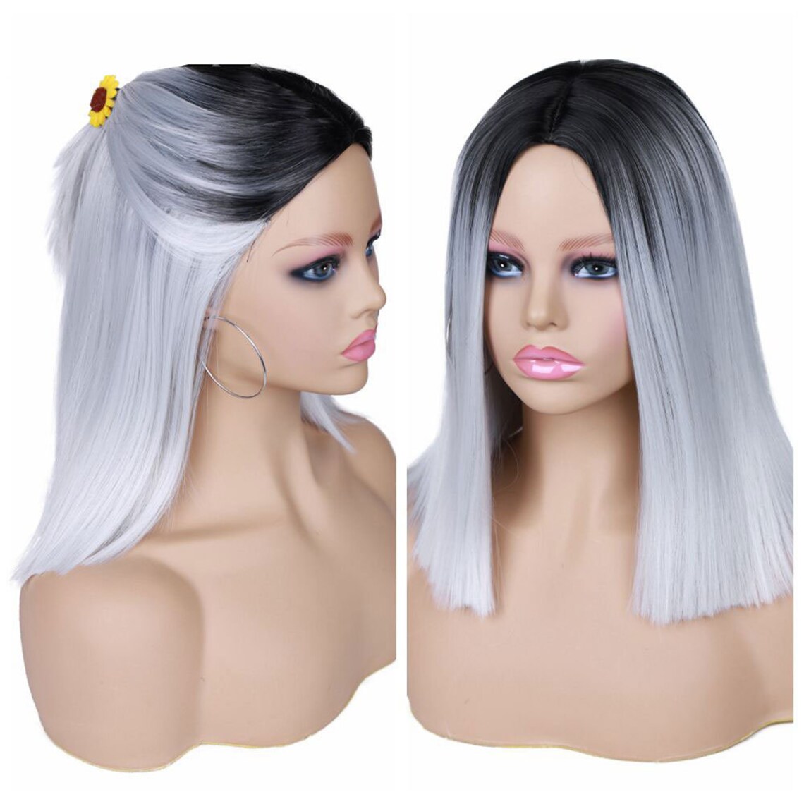 WIG Ombre White Wig Short Bob Wig for Women Cosplay Wig Pre Etsy UK