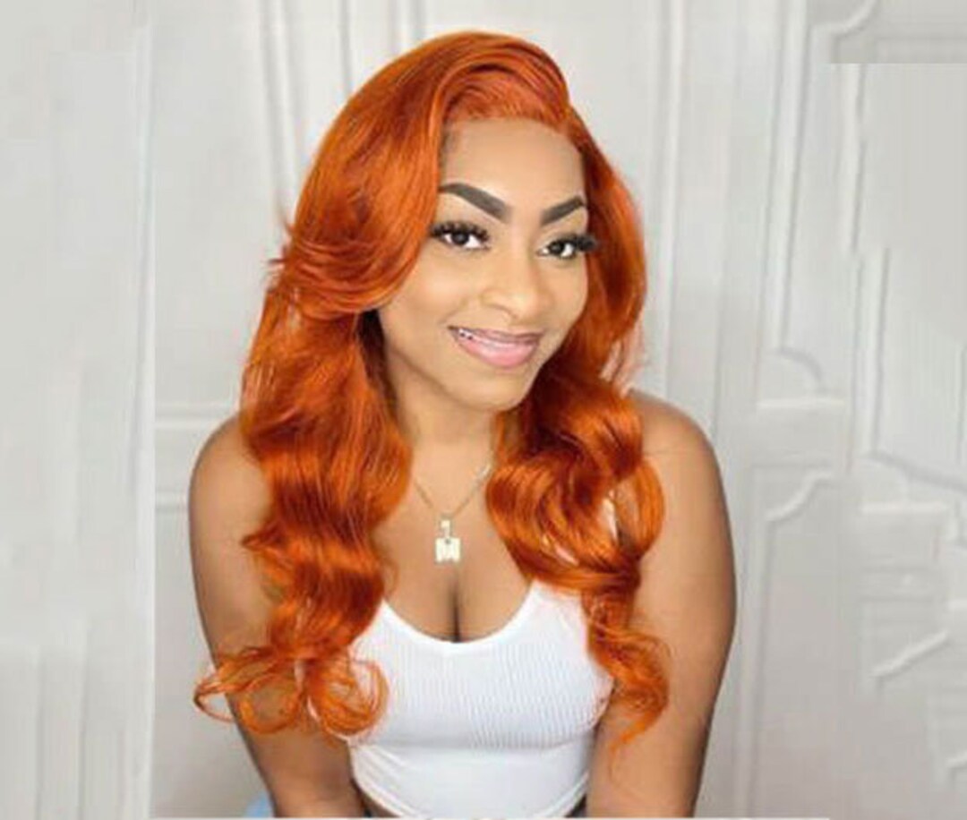 Ginger Orange WIG Human hair wig Lace front wig for women long Etsy 日本