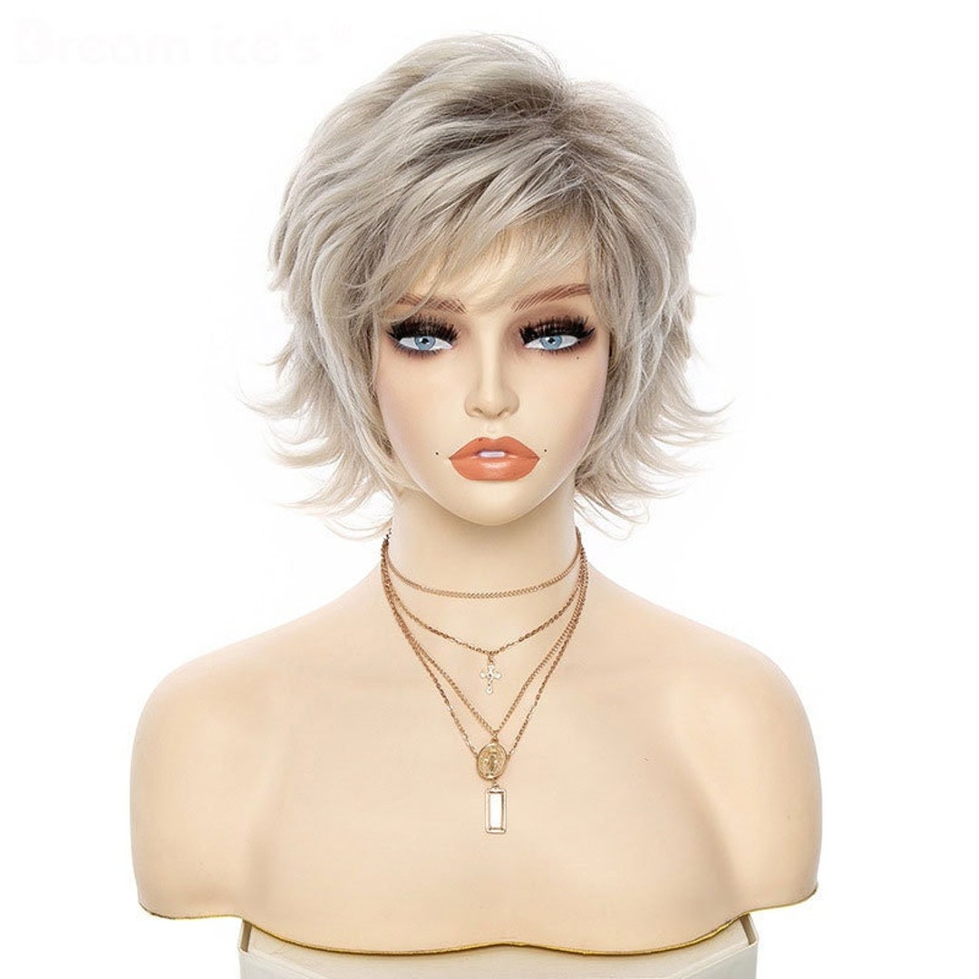 Ash Blonde Gray Wigs Short Cut Wig for Women Wigs Short Pixie Cut Wigs